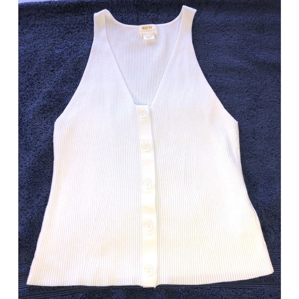 Maeve by Anthropologie Tank Top Button Up White Womens Size M